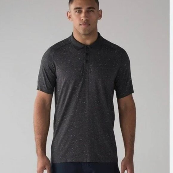 Lululemon Mens Metal Vent Tech Polo Charcoal Gray White Speckled M - Picture 1 of 11